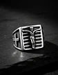Anillo Color Plata De Acero Cruz Jesús Católico Para Hombre - Miniatura 9