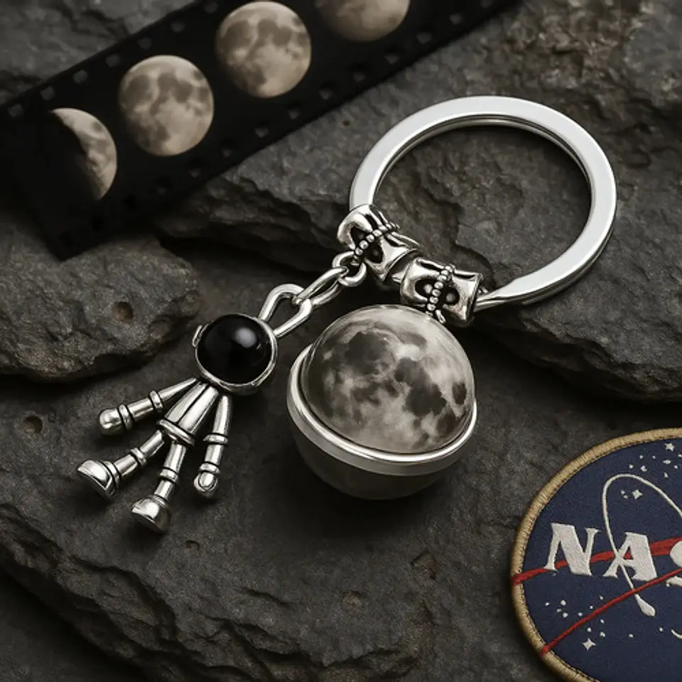 Llavero Mujer Y Hombre Dije Planeta Astronauta Luna Cristal 4