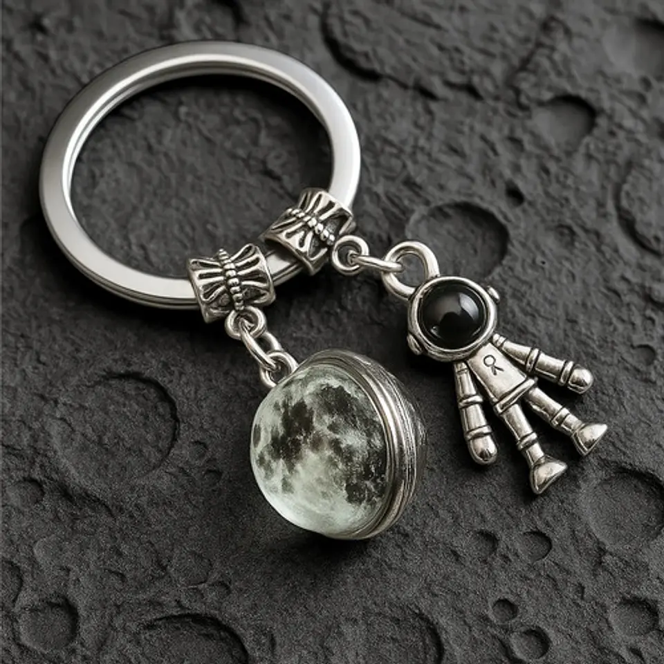 Llavero Mujer Y Hombre Dije Planeta Astronauta Luna Cristal 5