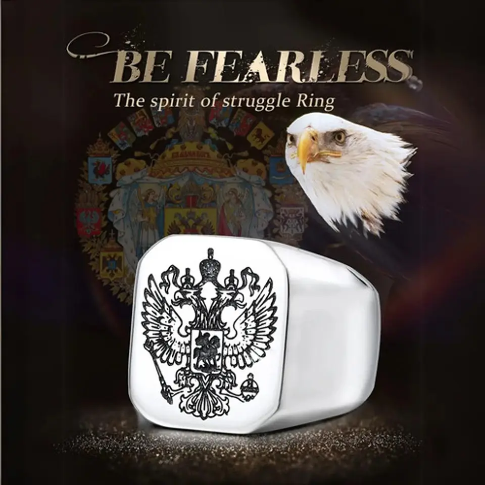 Anillo Escudo De Águila Color Plata Acero Inoxidable Hombre 2