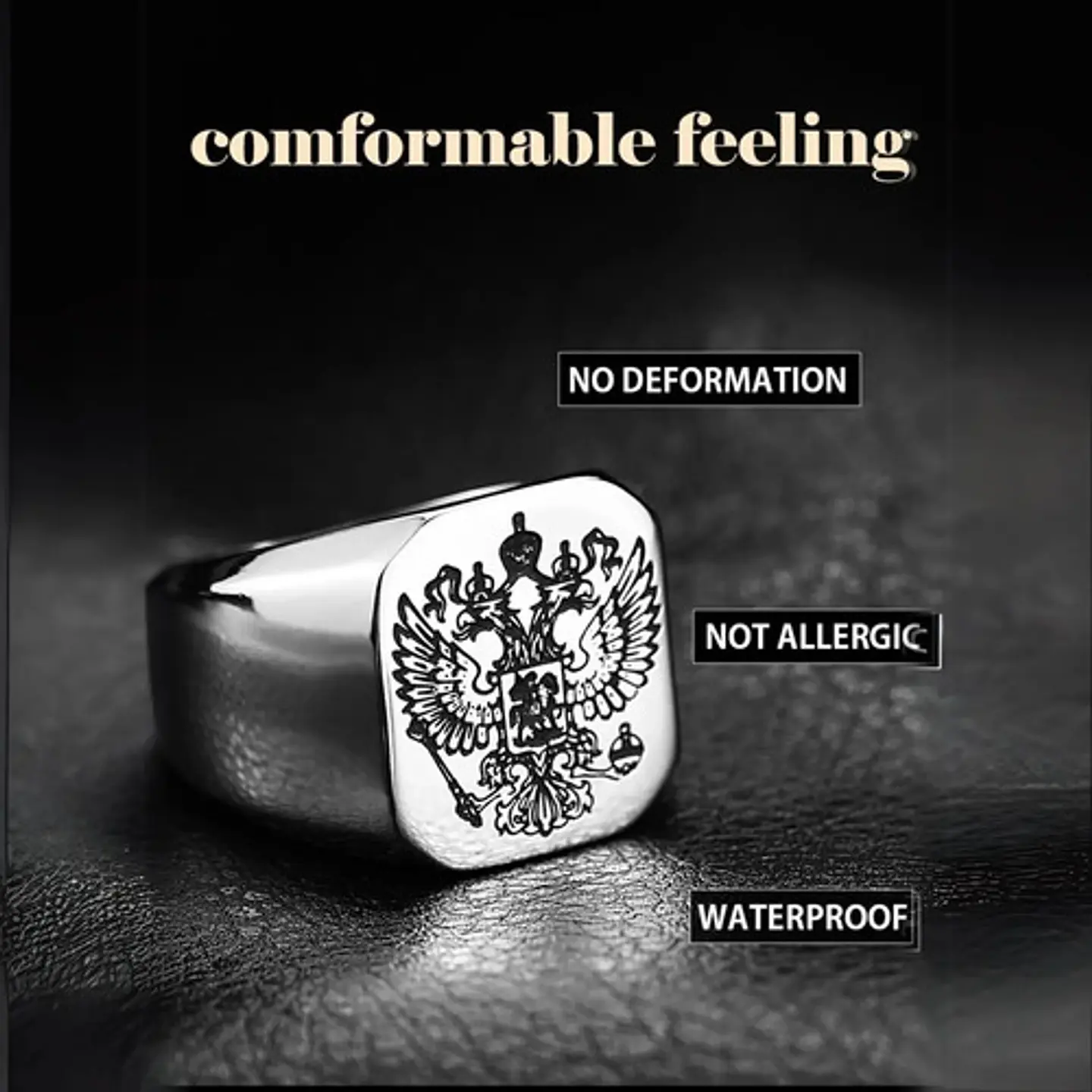 Anillo Escudo De Águila Color Plata Acero Inoxidable Hombre 5