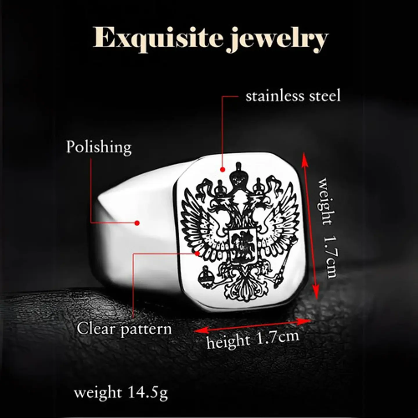 Anillo Escudo De Águila Color Plata Acero Inoxidable Hombre 6