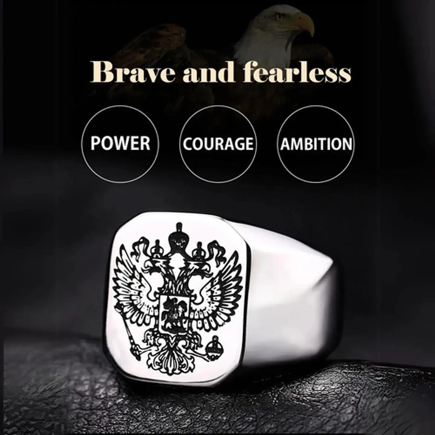 Anillo Escudo De Águila Color Plata Acero Inoxidable Hombre 7