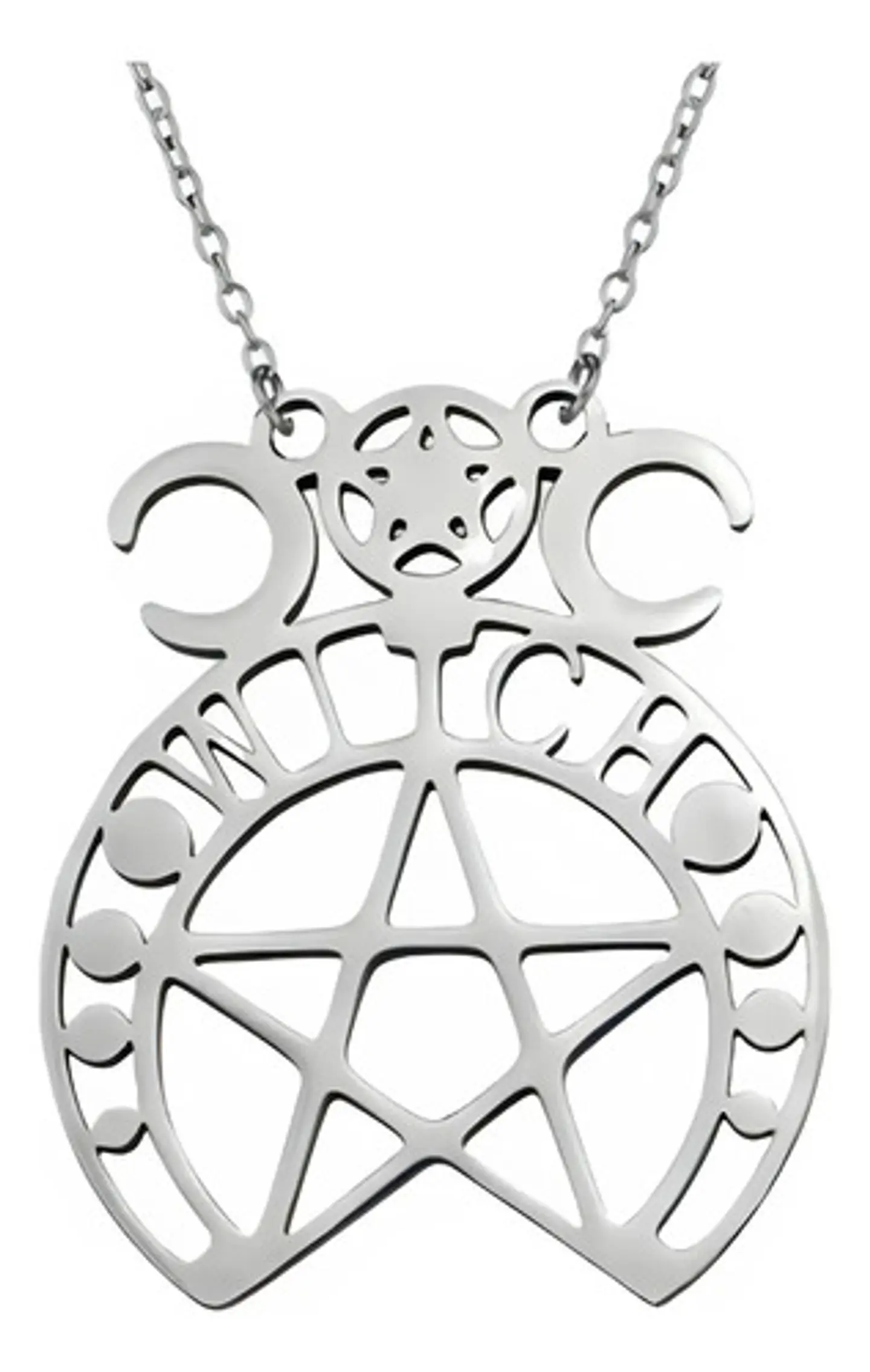 Collar Para Mujer Dije Pentagrama Bruja Triple Luna Wicca 1