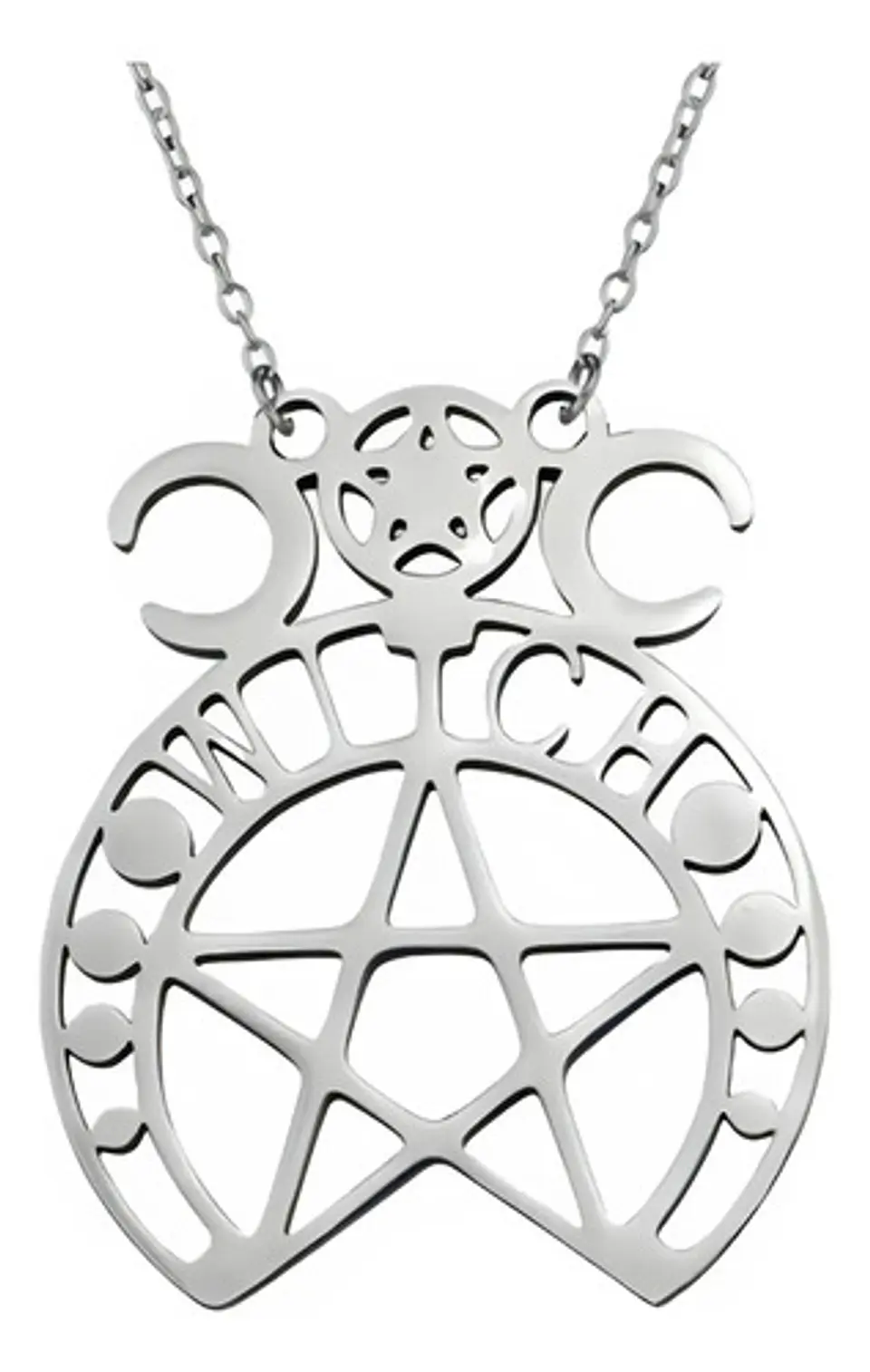 Collar Para Mujer Dije Pentagrama Bruja Triple Luna Wicca 1