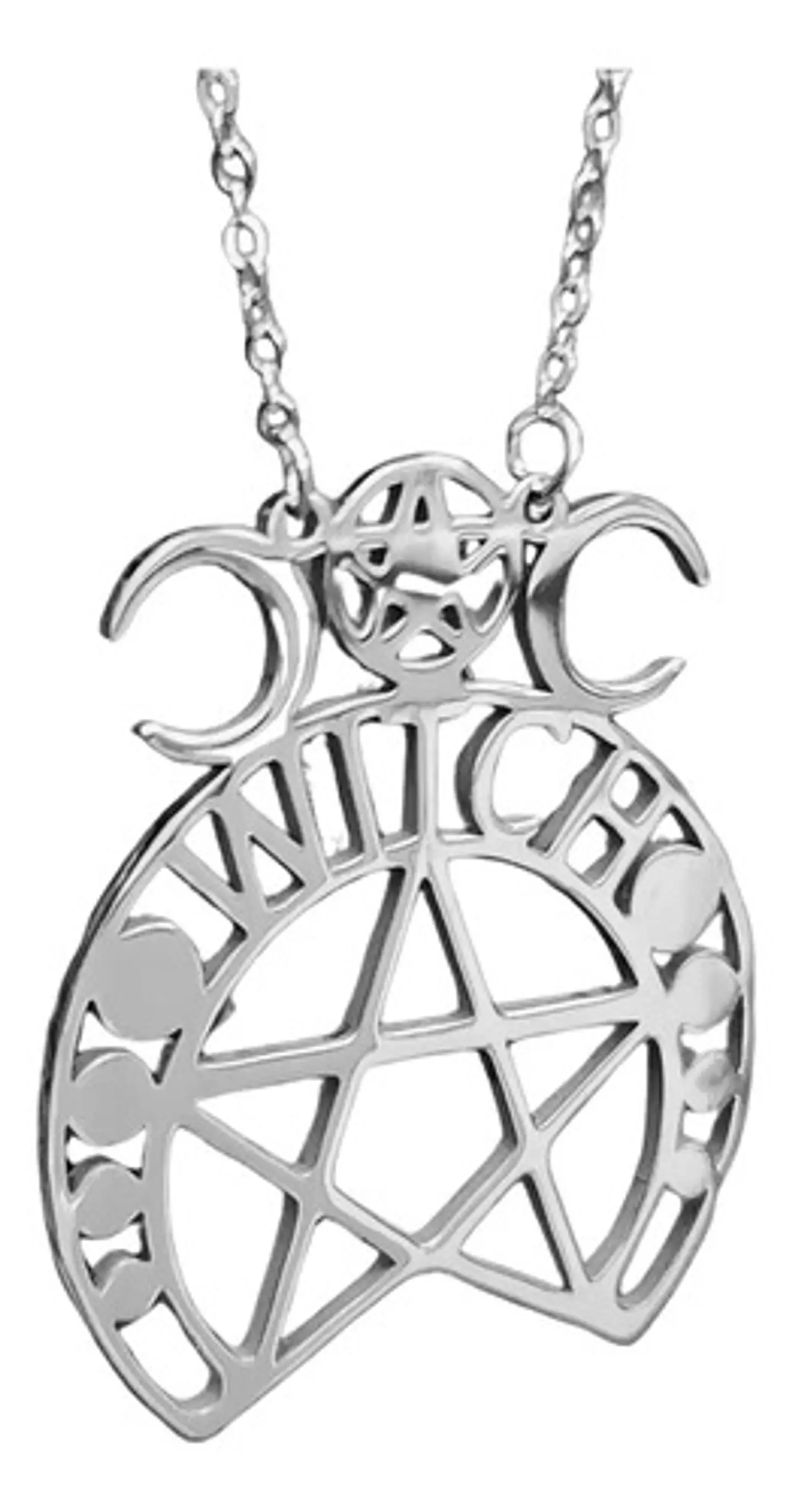 Collar Para Mujer Dije Pentagrama Bruja Triple Luna Wicca 2