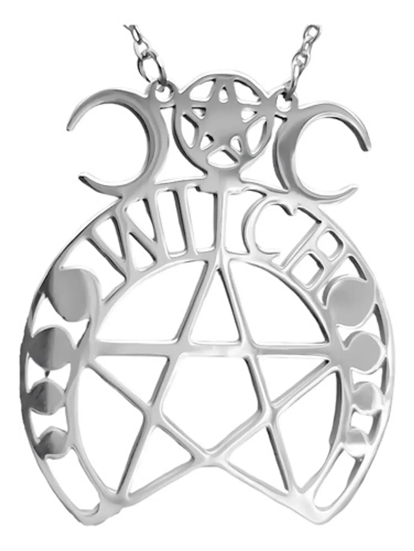 Collar Para Mujer Dije Pentagrama Bruja Triple Luna Wicca 3