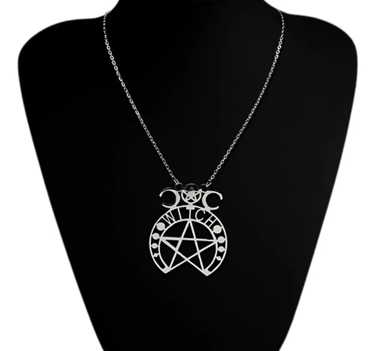 Collar Para Mujer Dije Pentagrama Bruja Triple Luna Wicca 4