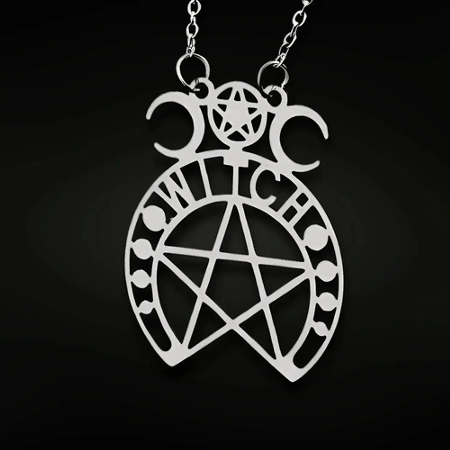 Collar Para Mujer Dije Pentagrama Bruja Triple Luna Wicca 5