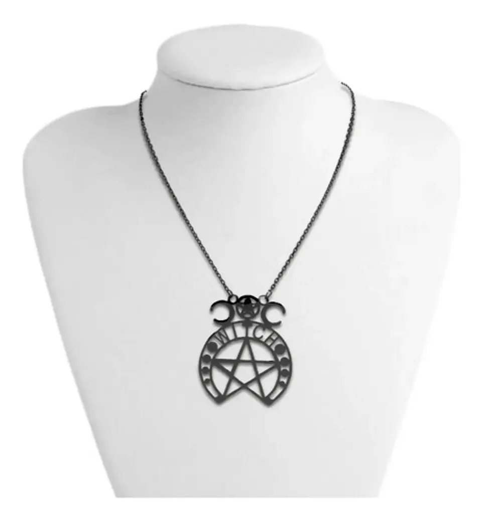 Collar Para Mujer Dije Pentagrama Bruja Triple Luna Wicca 12