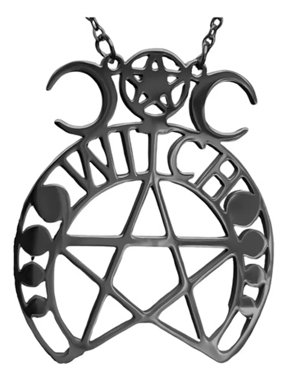 Collar Para Mujer Dije Pentagrama Bruja Triple Luna Wicca 13