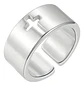 Anillo Argolla Clásica Cruz Color Plata De Acero Para Hombre - Miniatura 1