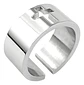 Anillo Argolla Clásica Cruz Color Plata De Acero Para Hombre - Miniatura 2