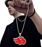 Collar Con Dije Color Plata Nube Roja Naruto Akatsuki Hombre - Miniatura 1