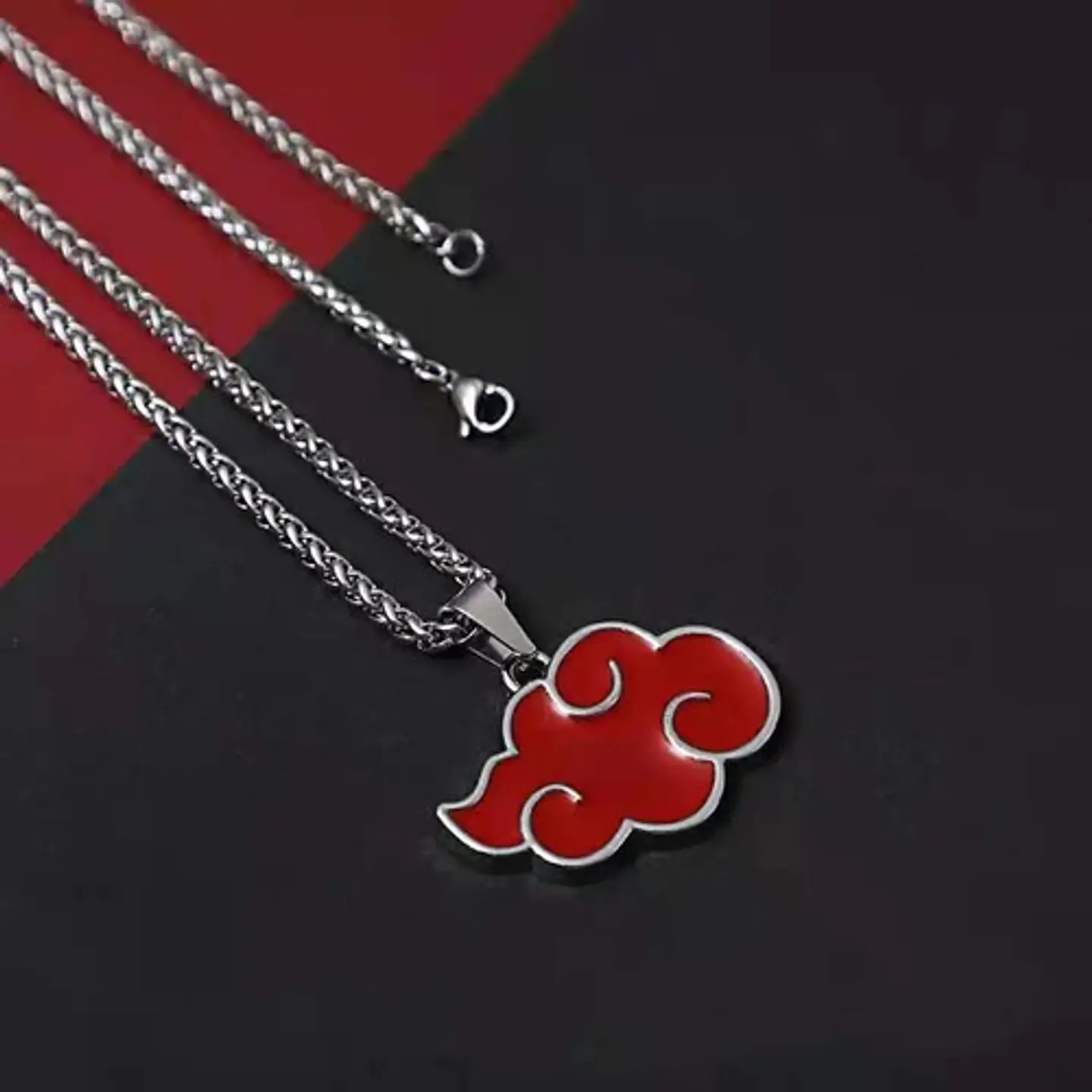Collar Con Dije Color Plata Nube Roja Naruto Akatsuki Hombre 6