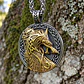 Collar Vikingo Dorado Acero Para Hombre Dije Dragon Drakkar - Miniatura 4