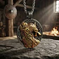 Collar Vikingo Dorado Acero Para Hombre Dije Dragon Drakkar - Miniatura 11