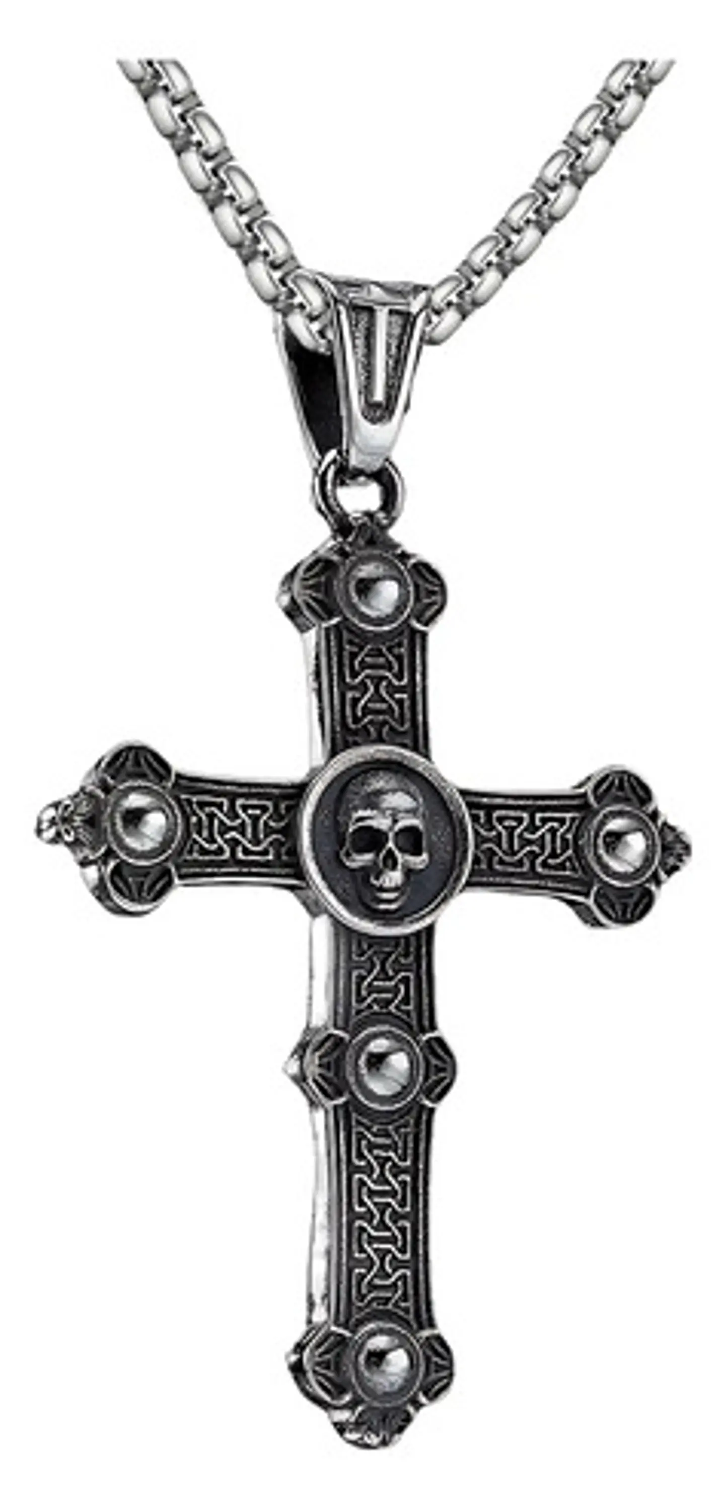 Collar Para Hombres Y Mujeres Con Dije Cruz Cráneo Calavera 1
