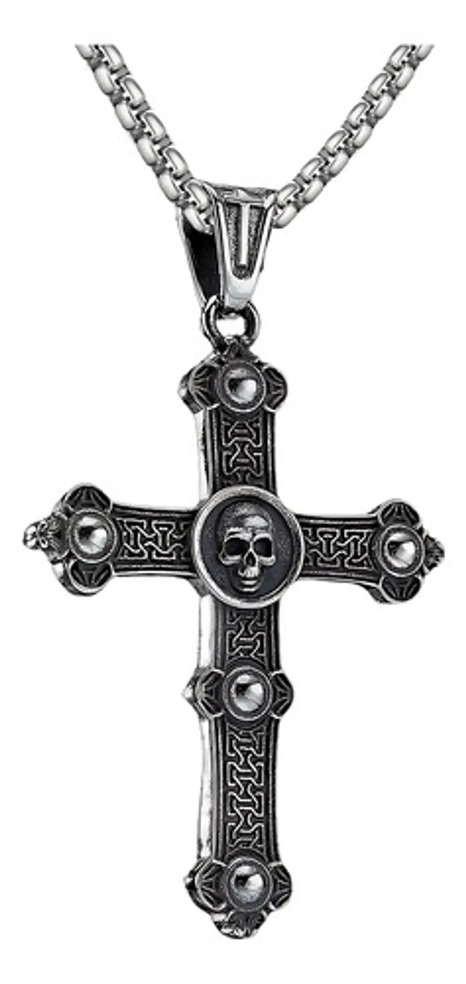 Collar Para Hombres Y Mujeres Con Dije Cruz Cráneo Calavera 1