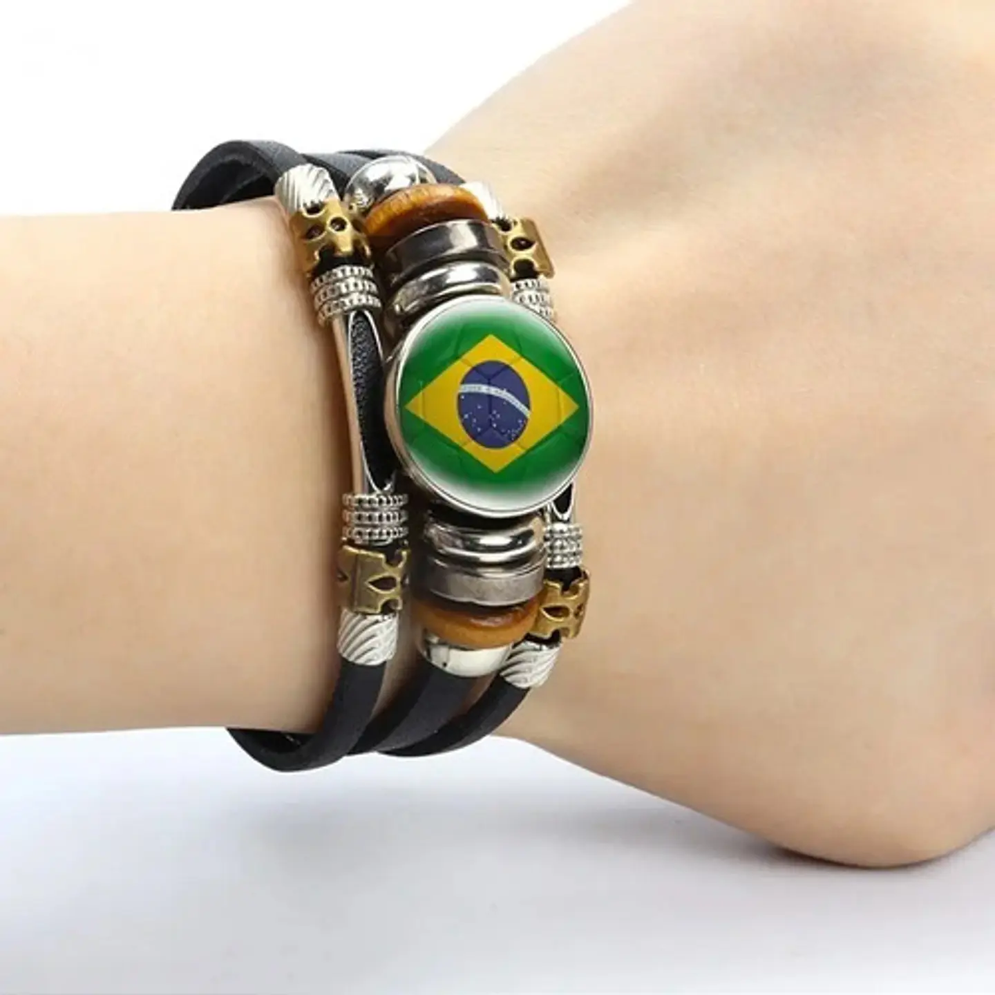 Pulsera Manilla Cuero Equipos De Futbol Mundial Para Hombre 2