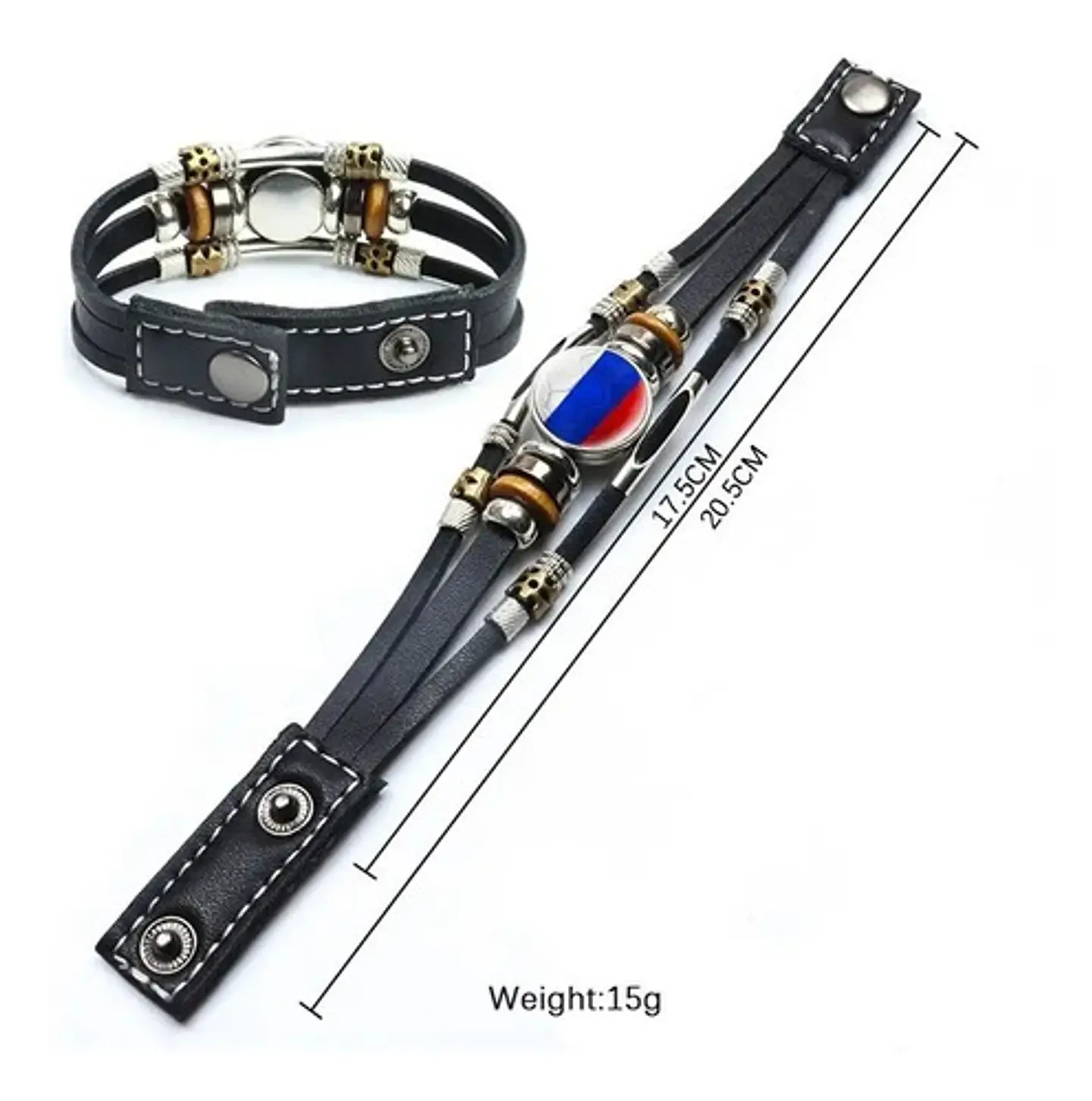 Pulsera Manilla Cuero Equipos De Futbol Mundial Para Hombre 5