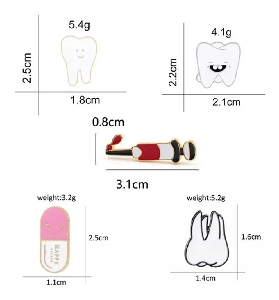 Broche Pin Insignia Odontologo Diente Muelas Hombre Y Mujer 8