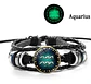 Manilla De Cuero Brilla En La Oscuridad Signo Zodiaco Hombre - Miniatura 8