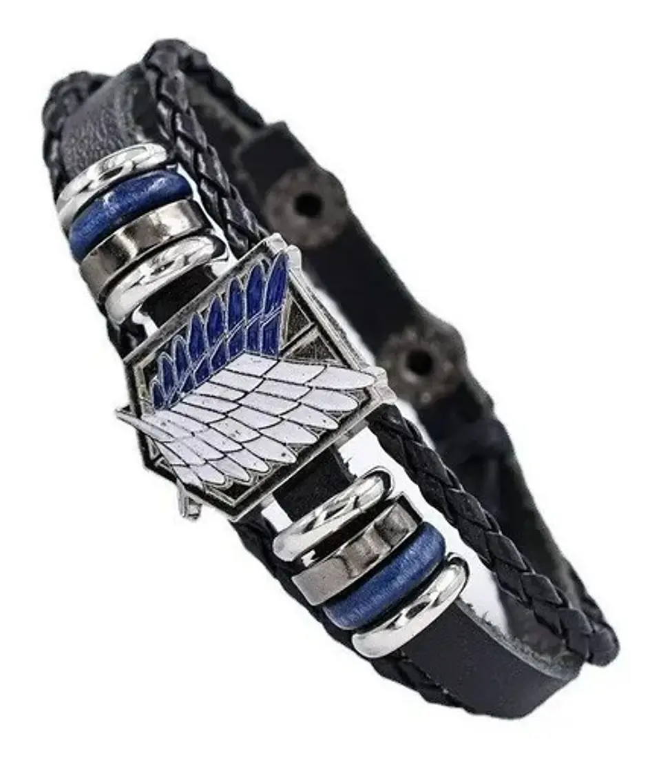 Pulsera Manilla Cuero Ataque A Los Titanes Anime Para Hombre 1