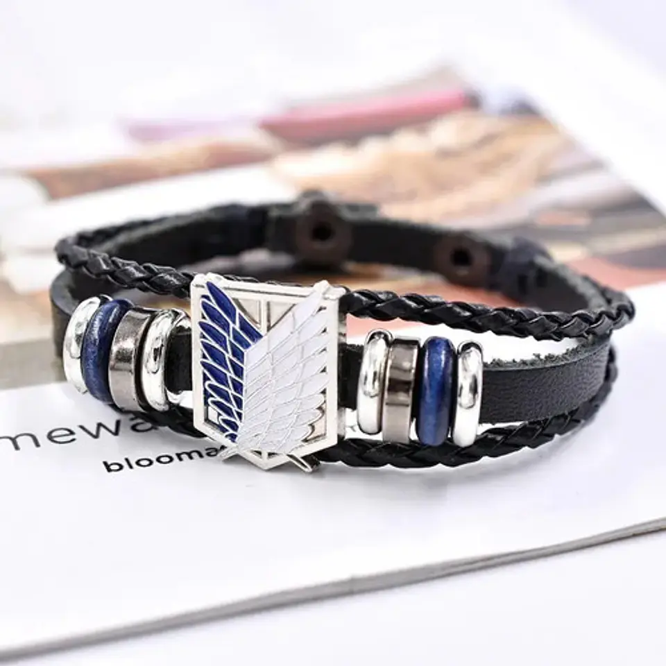 Pulsera Manilla Cuero Ataque A Los Titanes Anime Para Hombre 4