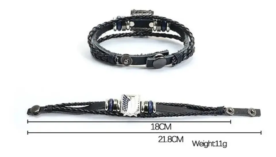 Pulsera Manilla Cuero Ataque A Los Titanes Anime Para Hombre 5