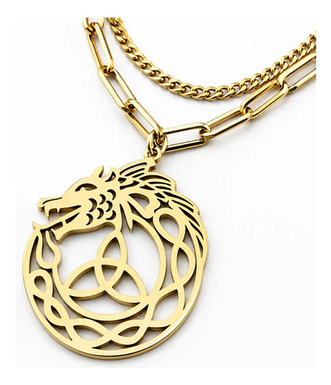 Collar Vikingo Para Mujeres Dije Dragón Ouroboros Amuleto