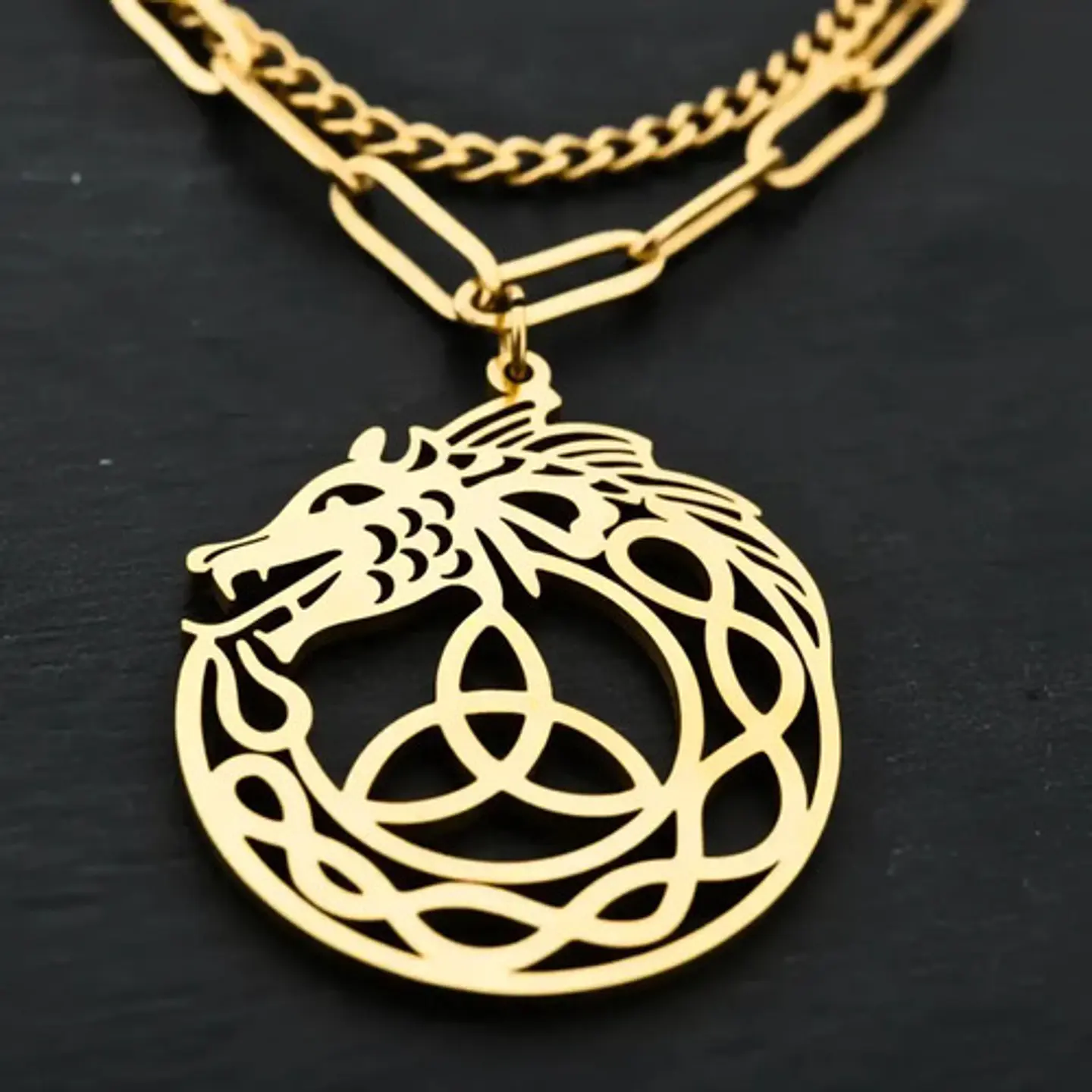 Collar Vikingo Para Mujeres Dije Dragón Ouroboros Amuleto 7