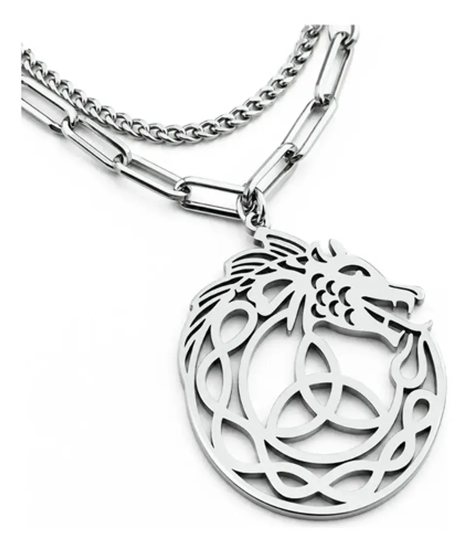 Collar Vikingo Para Mujeres Dije Dragón Ouroboros Amuleto 11