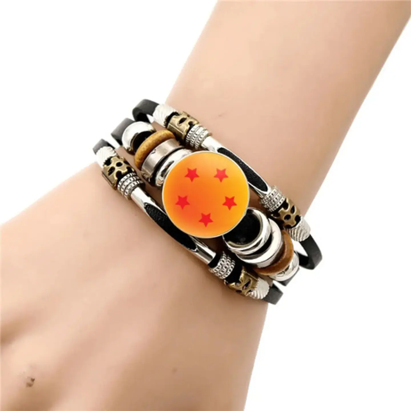 Pulsera Manilla Cuero Dragon Ball Z Esferas De Dragon Hombre 1