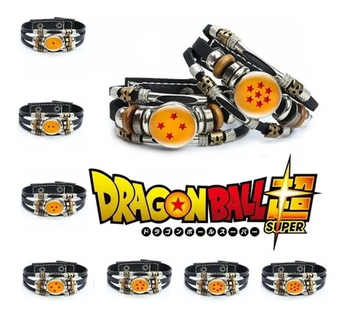 Pulsera Manilla Cuero Dragon Ball Z Esferas De Dragon Hombre 2
