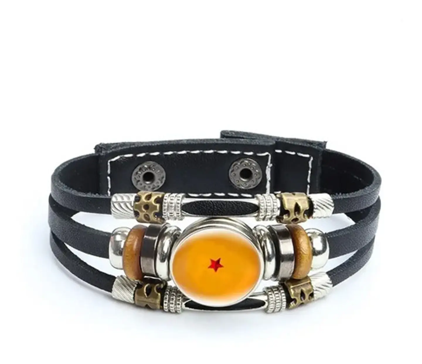 Pulsera Manilla Cuero Dragon Ball Z Esferas De Dragon Hombre 6