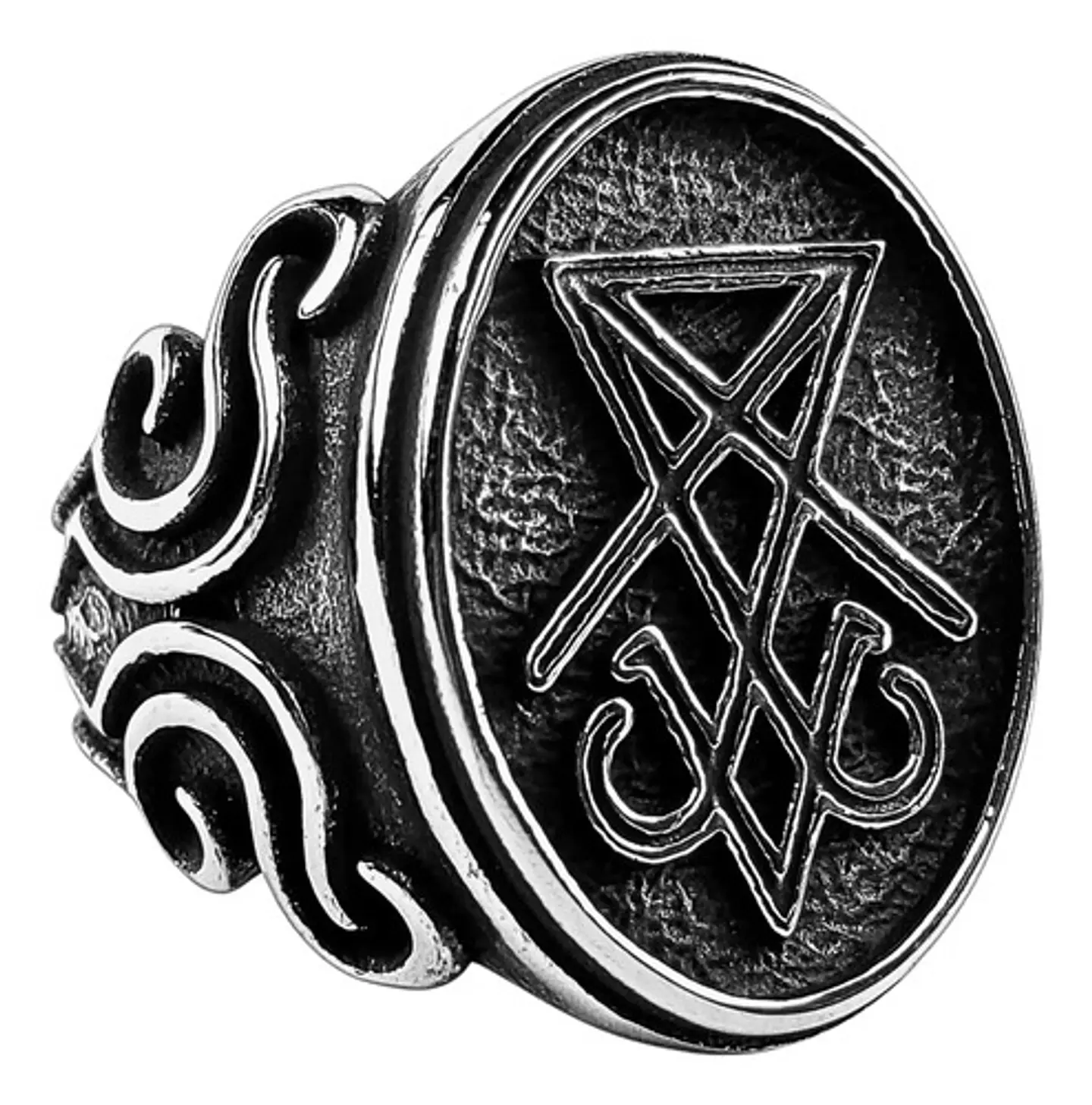 Anillo De Acero Color Plata Sello Sigil Gótico Para Hombre 1