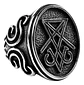 Anillo De Acero Color Plata Sello Sigil Gótico Para Hombre - Miniatura 1