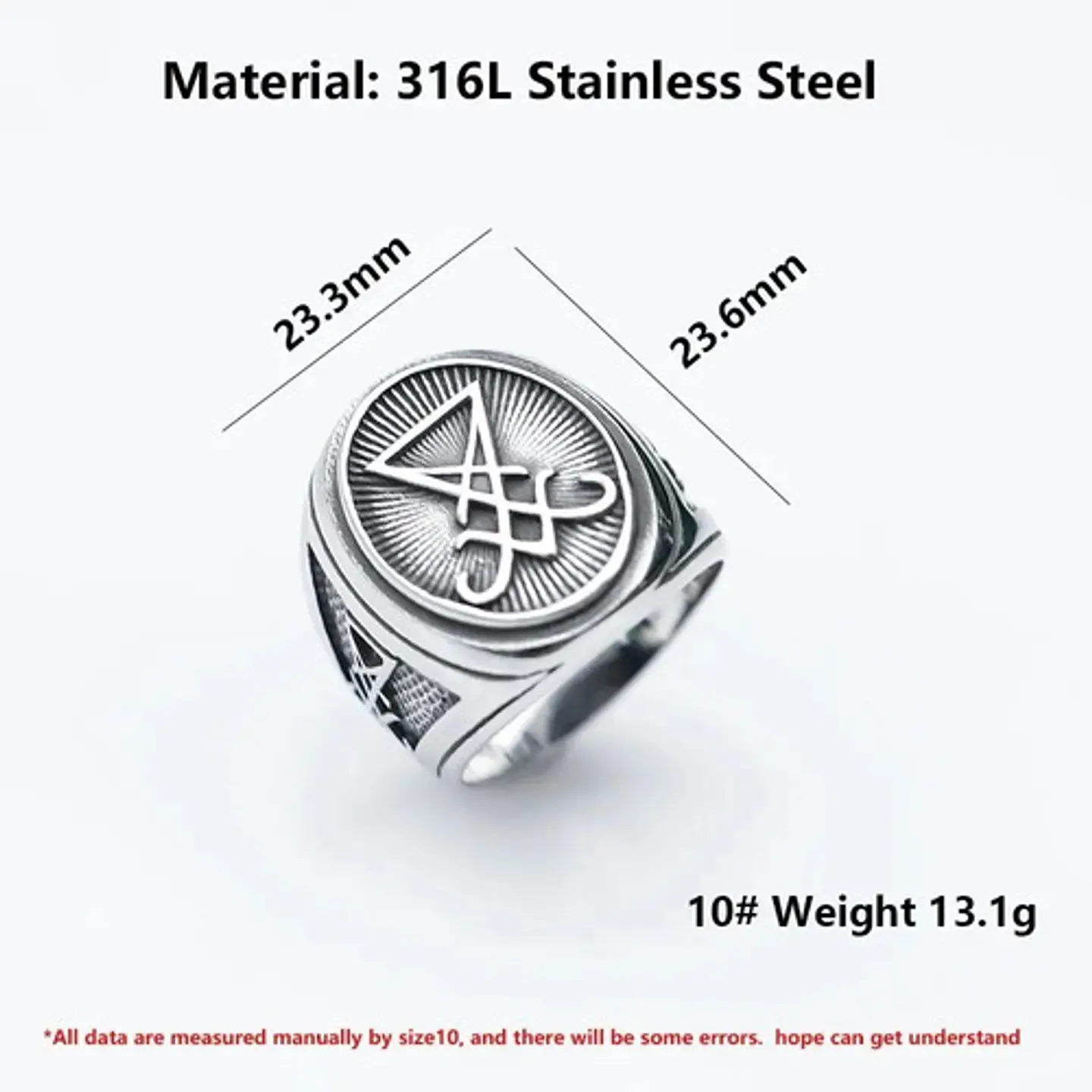 Anillo De Acero Color Plata Sello Sigil Gótico Para Hombre 10