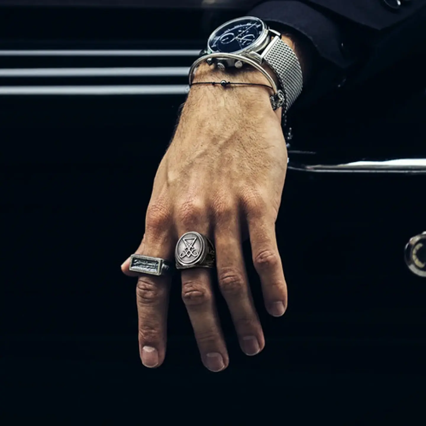 Anillo De Acero Color Plata Sello Sigil Gótico Para Hombre 15