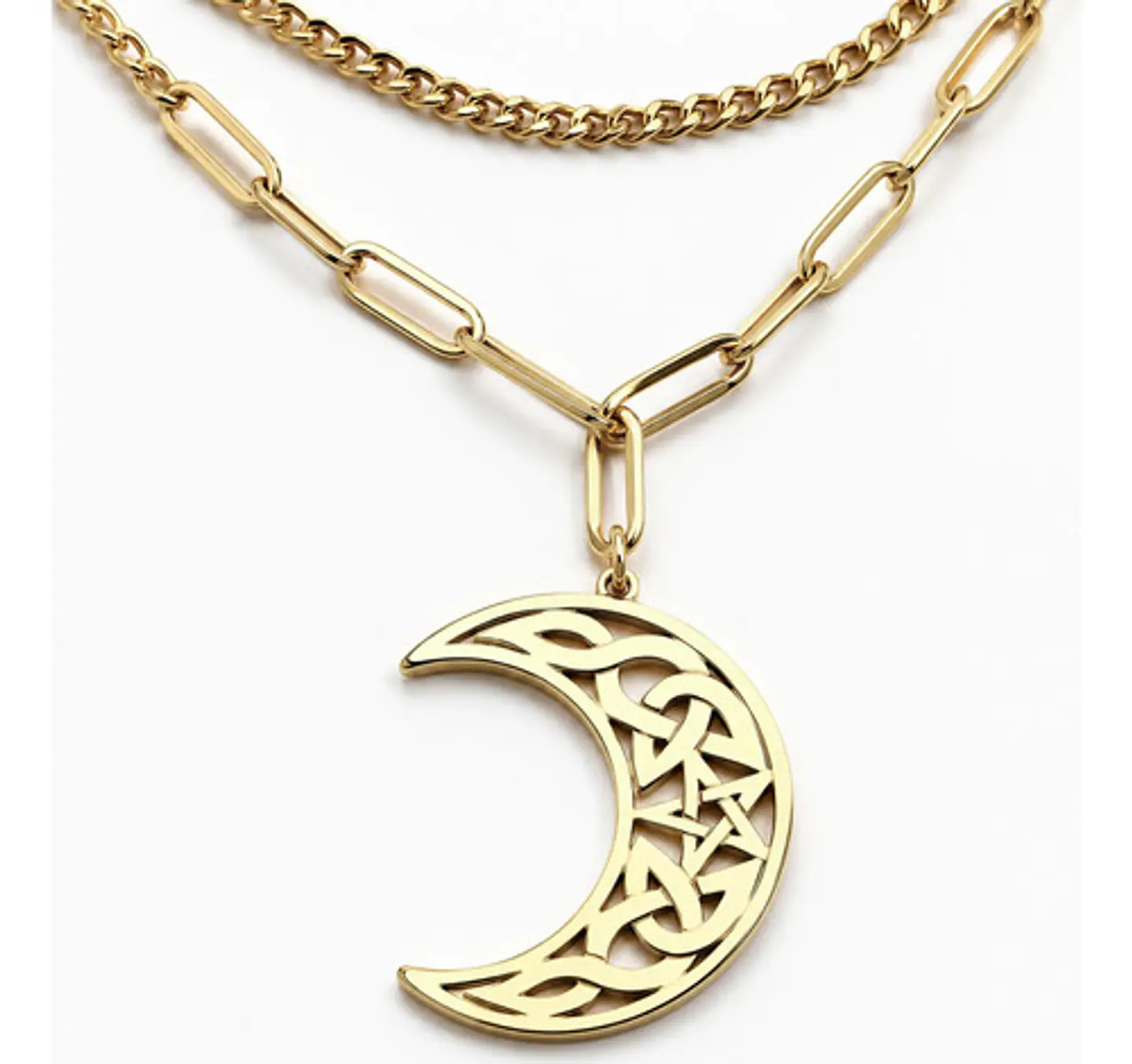 Collar En Acero Para Mujeres Dije Luna Creciente Wicca Bruja 1