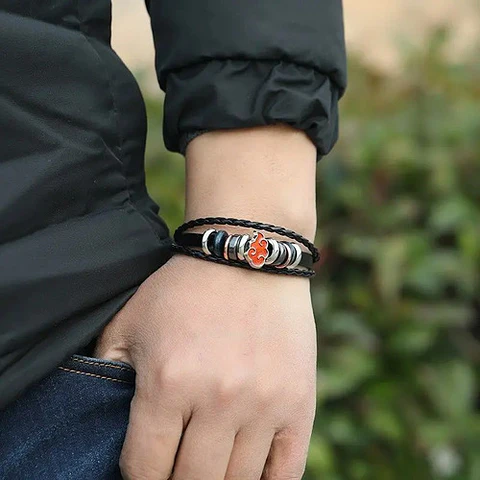 Pulsera Manilla Cuero Nube Roja Naruto Akatsuki Anime Hombre