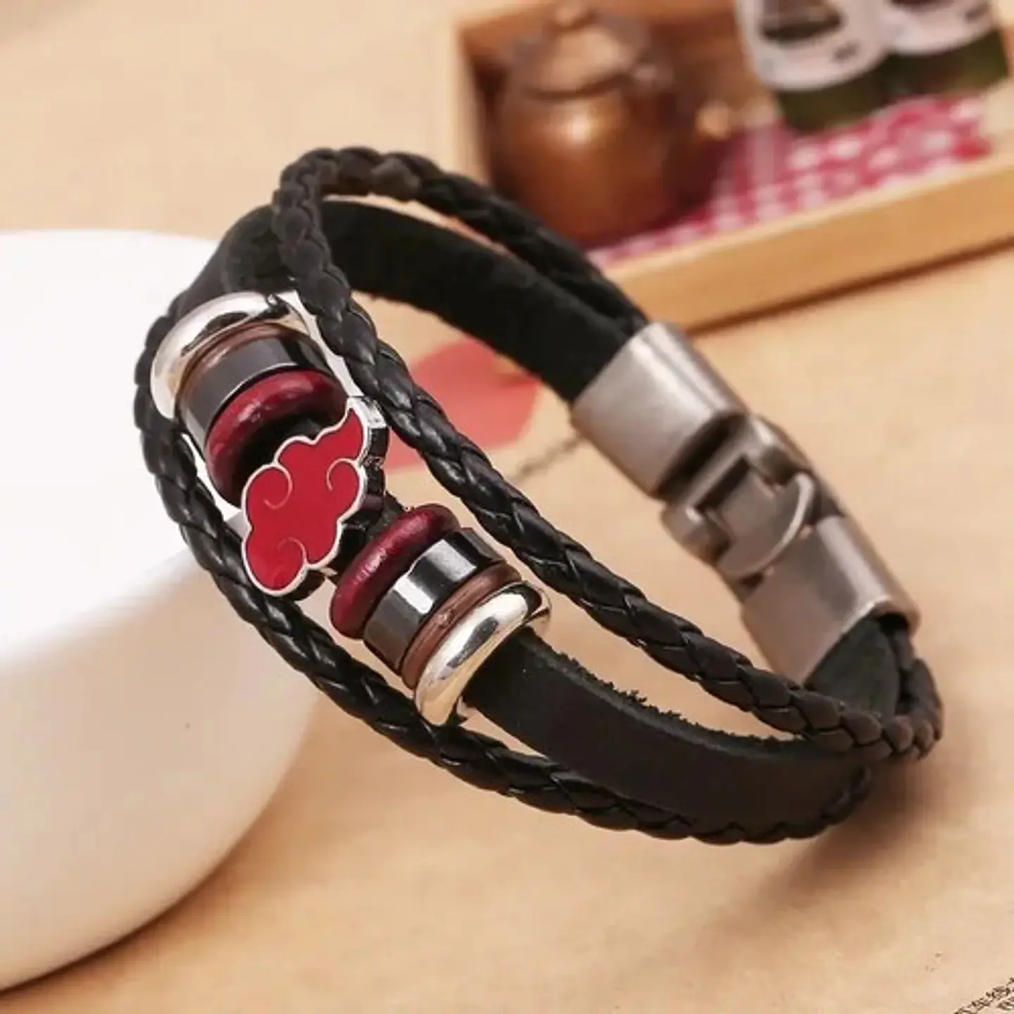 Pulsera Manilla Cuero Nube Roja Naruto Akatsuki Anime Hombre 4