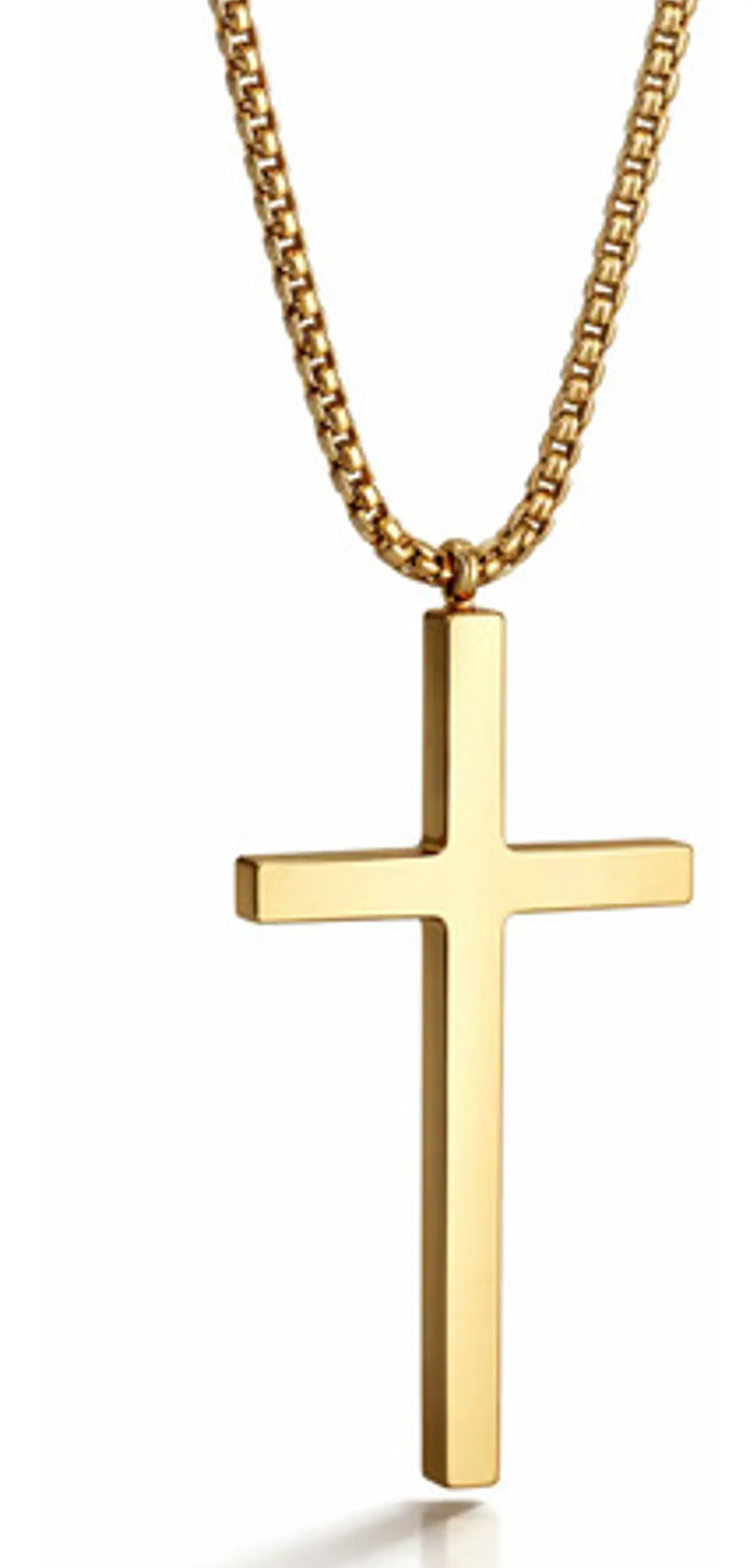Collar Dije De Acero Color Oro Urbano Cruz Para Hombre Mujer 1