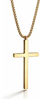 Collar Dije De Acero Color Oro Urbano Cruz Para Hombre Mujer - Miniatura 1