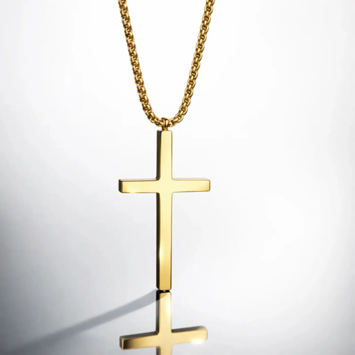 Collar Dije De Acero Color Oro Urbano Cruz Para Hombre Mujer 3