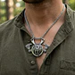 Collar Vikingo En Acero Para Hombres Dije Garra Oso Hachas - Miniatura 2