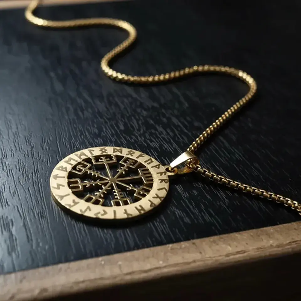 Collar Vikingo De Acero Para Hombre Y Mujer Dije Vegvísir 6