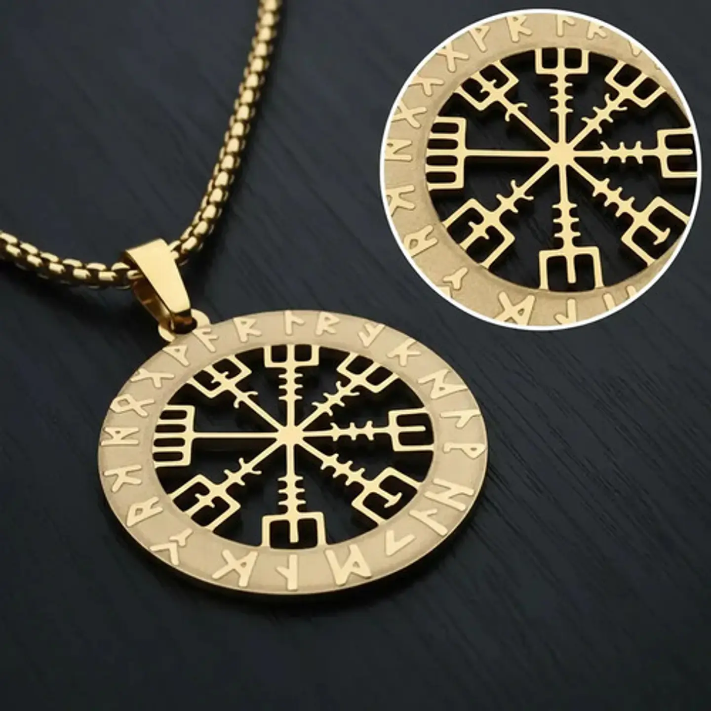 Collar Vikingo De Acero Para Hombre Y Mujer Dije Vegvísir 9