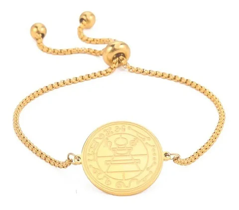 Pulsera Manilla Acero Color Oro Sello Secreto Salomón Mujer